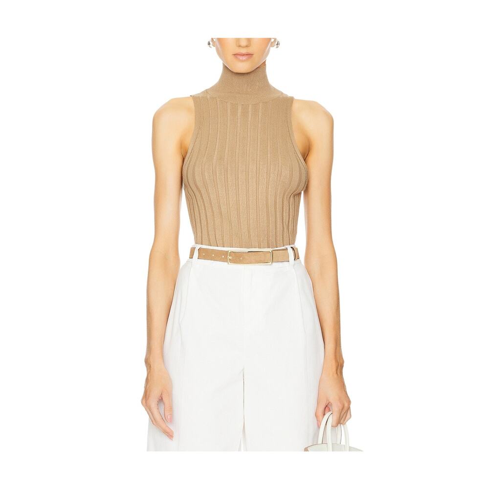 L'Academie Ribbed Tan Turtleneck Tank Size XS